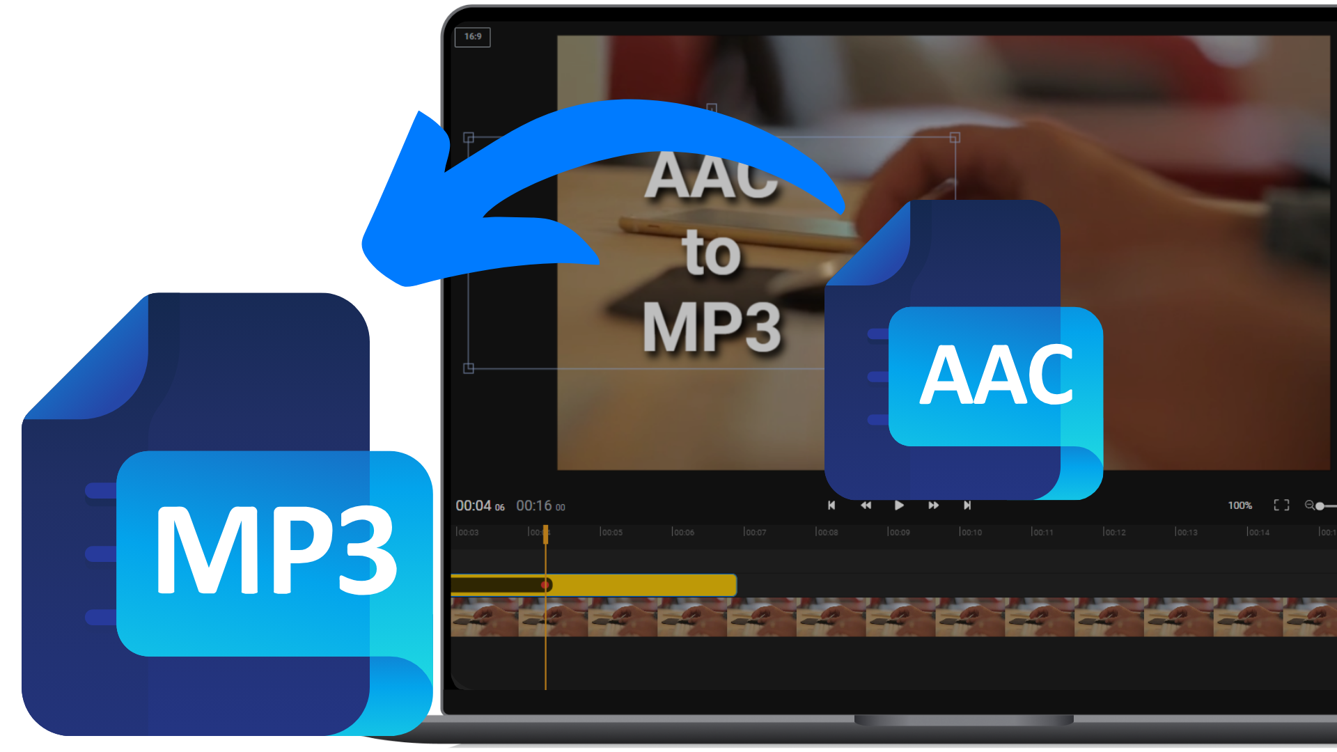 Convert AAC to MP3 Flixier